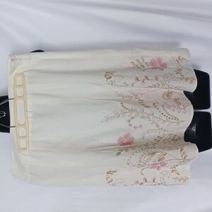 Dress Barn Skirt, linen blend, cream, floral embroidered